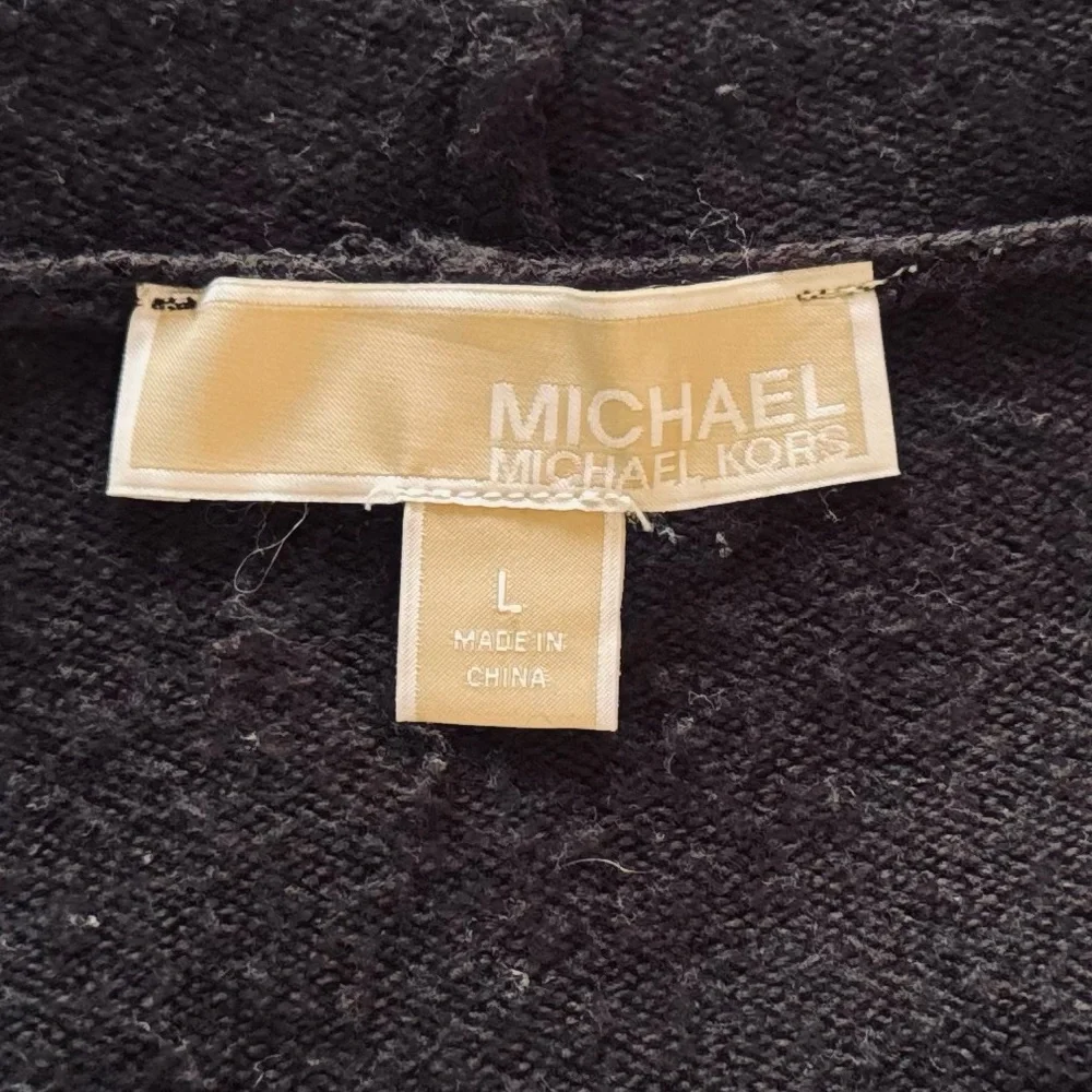 MICHAEL KORS Black & Gray Asymmetrical Cardigan Sweater